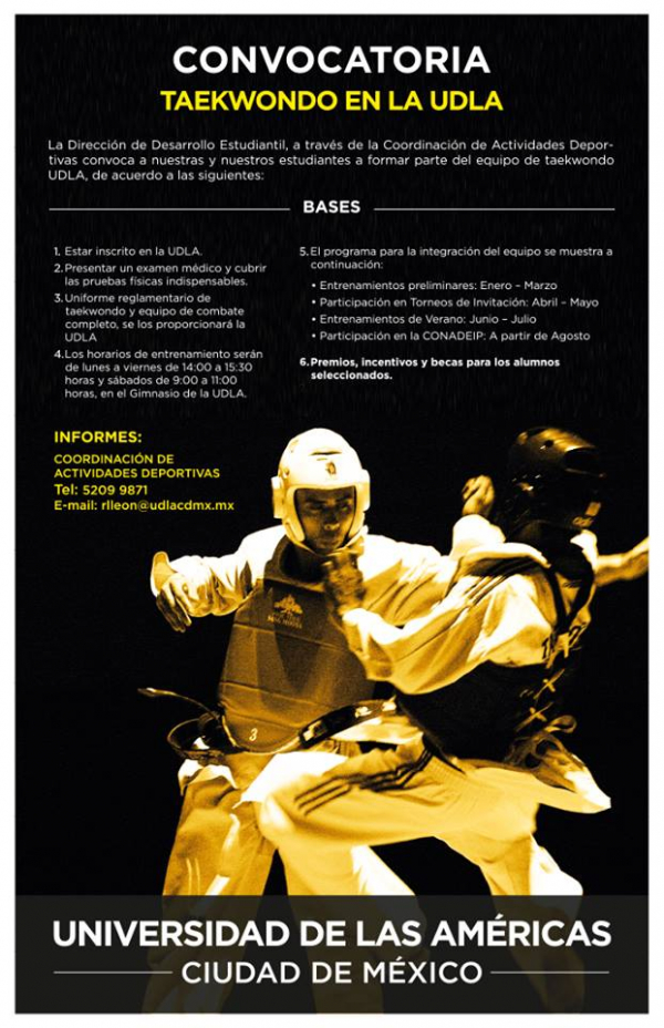 Convocatoria: Taekwondo en la UDLACDMX